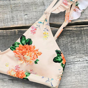 Floral Print Ruffle Bikini Set