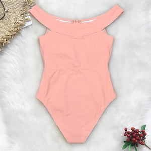 Pink Lace-Up One-Piece Swimsuit