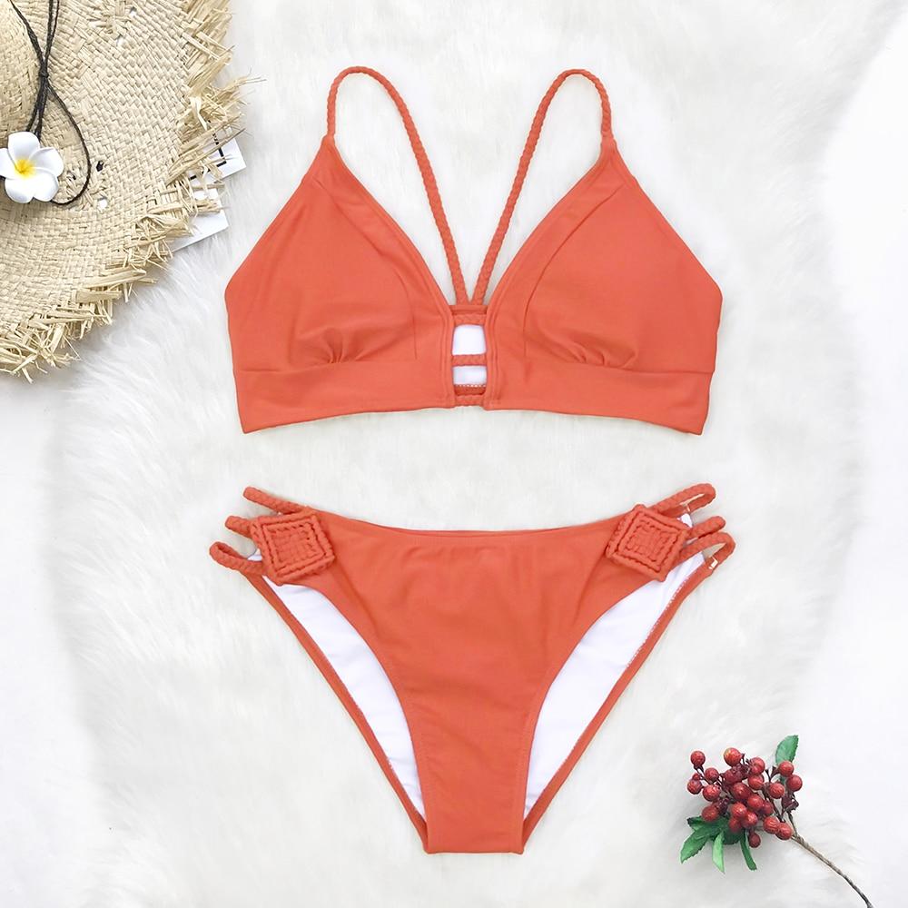 Orange Braided Bikini Set