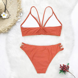 Orange Braided Bikini Set