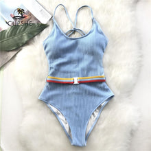 Load image into Gallery viewer, Charming Blue Cut - Out One Piece Swimsuit