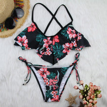 Load image into Gallery viewer, Floral Print Ruffle Two Piece Bikini Set