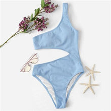 Load image into Gallery viewer, One Shoulder Cut Out One Piece Swimsuit