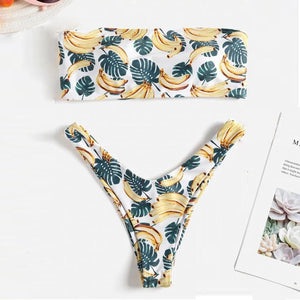 Banana Bandeau Two Piece Bikini Set