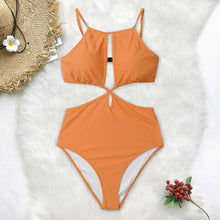 Load image into Gallery viewer, Orange High Neck One-Piece Swimsuit