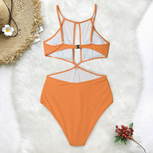 Load image into Gallery viewer, Orange High Neck One-Piece Swimsuit