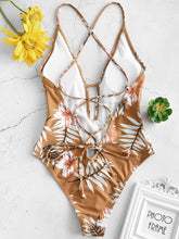 Load image into Gallery viewer, Floral Print One Piece Swimsuit