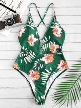 Load image into Gallery viewer, Floral Print One Piece Swimsuit