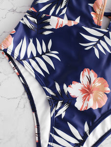 Floral Print One Piece Swimsuit