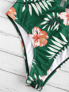 Floral Print One Piece Swimsuit