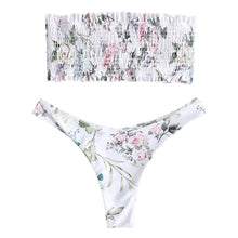 Load image into Gallery viewer, Floral Strapless Two Piece Bikini Set