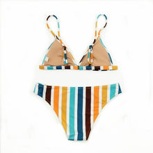 Load image into Gallery viewer, Rainbow Striped Two Piece Bikini Set