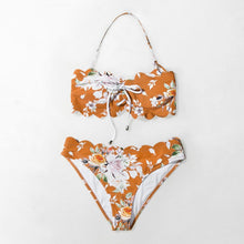 Load image into Gallery viewer, Orange Floral Two Pieces Bikini