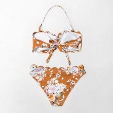 Load image into Gallery viewer, Orange Floral Two Pieces Bikini