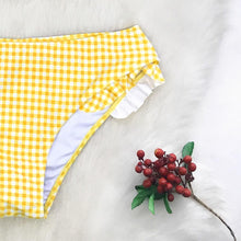 Load image into Gallery viewer, Yellow Gingham Ruffled Bikini Set