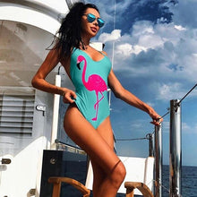 Load image into Gallery viewer, Flamingo Print One Piece Swimsuit