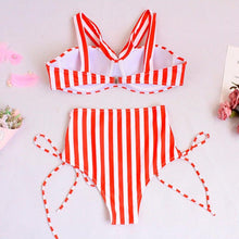 Load image into Gallery viewer, Off Shoulder Striped  Swimwear