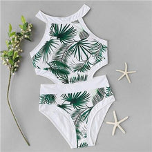 Load image into Gallery viewer, Leaf Print Cut Out One Piece Swimsuit