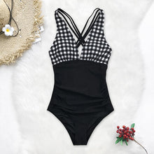 Load image into Gallery viewer, Black and White One Piece Swimsuit