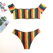 Load image into Gallery viewer, Colorful Striped Two Piece Bikini Set