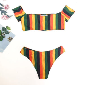 Colorful Striped Two Piece Bikini Set