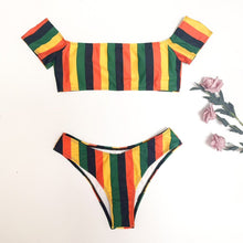 Load image into Gallery viewer, Colorful Striped Two Piece Bikini Set