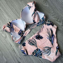 Load image into Gallery viewer, Tropical Palm Leaf Push Up Two Piece Bikini Set