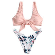 Load image into Gallery viewer, Floral Print Knot Front Two Piece Bikini Set