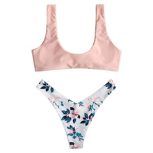 Load image into Gallery viewer, Floral Print Knot Front Two Piece Bikini Set