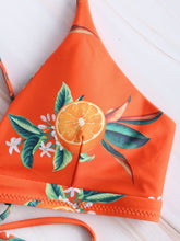 Load image into Gallery viewer, Orange Print Criss-cross Two Piece Bikini Set