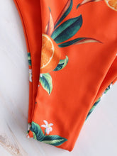 Load image into Gallery viewer, Orange Print Criss-cross Two Piece Bikini Set