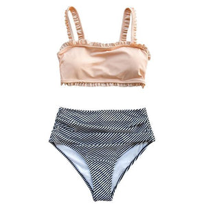 Ruffled High Waisted Bikini Set